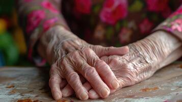 A closeup of an older persons hands engaged in a favorite hobby showing that pions and interests can continue well into old age photo
