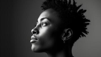 A black and white portrait of a transgender man showcasing the strong and resilient spirit of someone who has overcome adversity to live authentically photo