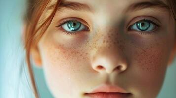 A closeup of a young girl her face distorted by the filters she uses on her photos trying to fit in with the unrealistic beauty standards set by social media