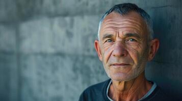 A man in his 50s with a look of resignation on his face as if he has learned to live with his condition photo