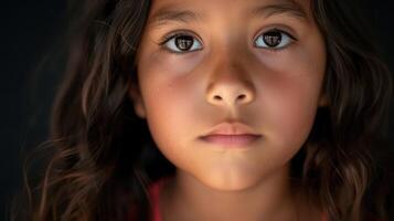 A young girl of Latino descent looks fearful and uncertain as she talks about the impact of immigration policies on her family and community photo