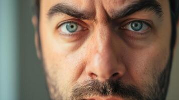 A closeup of a man his brow furrowed as he compares his follower count to that of his peers feeling inadequate and insecure photo