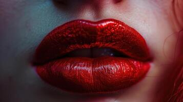 A closeup of a persons lips with bold and daring makeup representing the power of selfexpression and the bravery it takes to be true to oneself photo