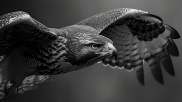 Closeup of a fearless hawk diving fearlessly through the wind currents its wings tucked close to its body as it reaches breakneck speeds photo