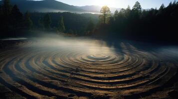 Shimmering patterns of seismic energy ripple through the ground, signaling the onset of an earthquake. photo