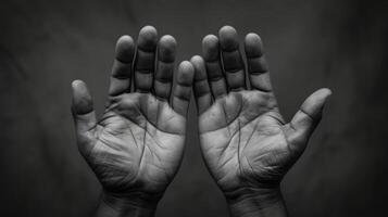A pair of hands held up in surrender a powerful image of the powerlessness and vulnerability of those facing political oppression photo