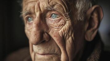 An older gentleman with a troubled look unable to align his memories with reality photo
