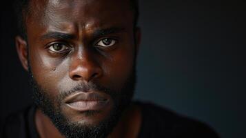 A portrait of a black man with a serene expression highlighting the often overlooked fact that bipolar disorder affects people of all races and backgrounds photo