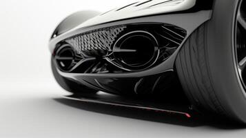 The front air dam of a vehicle lowers to the ground creating a smooth underbody and reducing drag photo