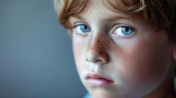 A young boy with a pained expression still reeling from the emotional scars caused by being bullied in his formative years photo