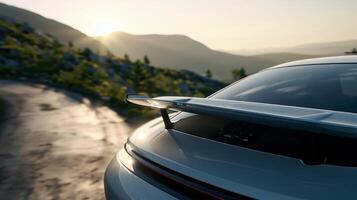 A tight shot of the spoiler in action highlighting the precision and agility of its movements as it responds to changes in the driving conditions photo