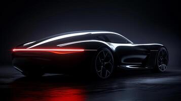 The camera focuses on the graceful and aerodynamic curves of a luxury cars rear per illustrating how form and function can harmoniously blend in the world of luxury automobiles photo