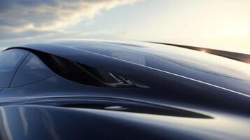 Closeup of a sleek and aerodynamic roofline accentuated by a subtle curve and a seamless integration with the rest of the cars design photo