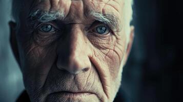 An older man with a vacant stare lost in a fog of forgetfulness photo