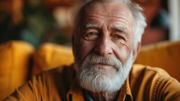 An older man attending a support group for survivors of childhood trauma finding comfort and validation in sharing his story with others who understand photo