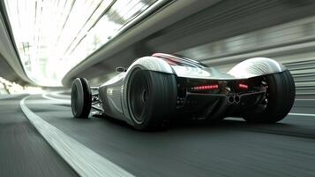 The onboard camera captures the velocity of air ping through the specialized spoiler creating a strong force that keeps the car firmly planted on the ground photo