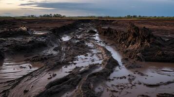 The aftermath of a storm can be seen in the layers of dark, malleable mud and sediment, a reminder of natures power. photo