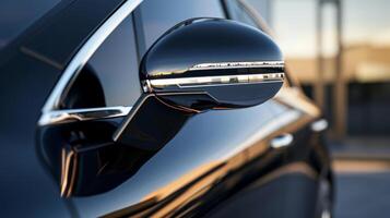 A closeup of the side mirror reveals a chrome accent trim around the base adding a touch of elegance to the cars exterior photo