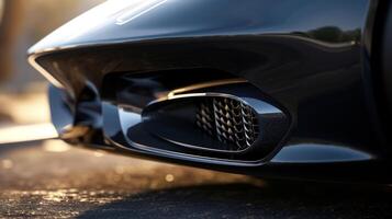 A tight shot of an air intake on the side of a highspeed car demonstrating how it efficiently funnels air to the engine for maximum power photo
