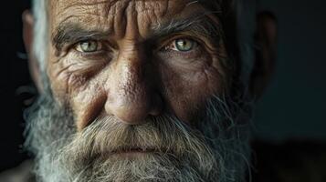 An older man with a rugged beard his features weathered but his eyes bright with the fire of selfdiscovery photo