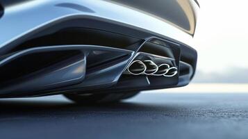 A closeup of the exhaust tips capturing any unique shapes or designs such as a triangular or oval shape photo