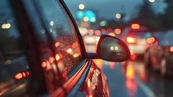 The side mirrors highquality gl and distortionfree reflection are evident in a closeup shot providing a clear and accurate view of the surrounding traffic photo