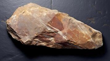 A detailed image of a stone tool, one of the earliest artifacts created and used by Homo sapiens during the Paleolithic era. photo