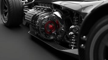 The audience is given a detailed view of the specialized air intake system designed to supply the engine with cooler denser air for increased power and torque photo
