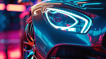 The vibrant and ethereal glow of the headlight halo rings is highlighted in a tight shot creating an almost magical and otherworldly effect photo