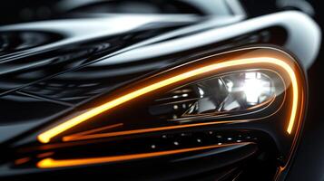 The camera lingers on the reflective surfaces of a sports cars headlights highlighting their importance in creating a strong and dynamic front end for maximum racing performance photo