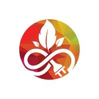 Eco-Friendly Energy Symbol with Leaf and Plug in Circle vector