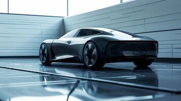 The camera moves along the side of the car focusing on the smooth and uninterrupted lines that create a sleek and streamlined appearance allowing for improved speed and efficiency photo