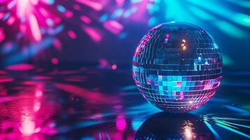 A closeup of a soundactivated mirror ball reflecting and tering colorful lights around the room creating a lively and energetic atmosphere photo