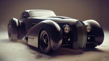 The closeup footage focuses on the retro cars flared fenders emphasizing the air resistancereducing effect of its curved edges when in motion photo