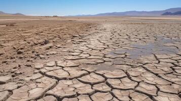 The smooth surface of the dried up lakebed is now covered in a gritty layer of sediment, remnants of its former underwater life. photo