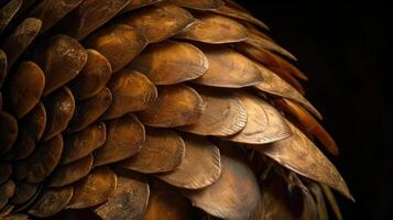 Closeup of the underside of a pangolins sharp tail which acts as a protective barrier when it curls into a ball to ward off predators photo