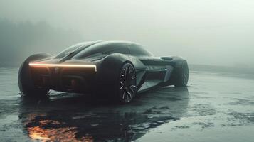 The misty atmosphere gently envelops the luxurious vehicle adding a touch of mystery and intrigue to its already captivating presence photo
