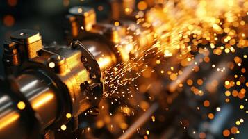 As the engine starts the spark plugs can be seen firing in sequence creating a mesmerizing display of sparks and energy photo
