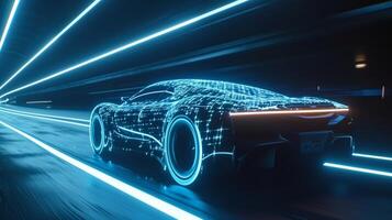 Slow motion shot of LED lights on the exterior of a car moving fluidly and creating a visually stunning light show that enhances the cars sleek design photo