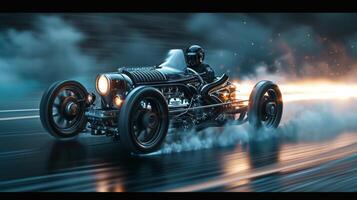 The unmistakable hissing sound of the nitrous being injected into the engine as the car revs up photo