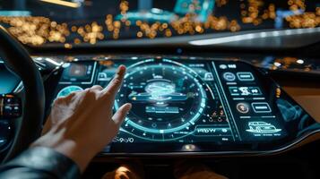 A finger taps on the camera icon and a 360degree view of the cars surroundings appears on the screen. The touch response is quick and accurate allowing for easy maneuverin photo