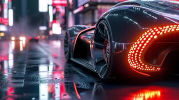 As the car comes to a stop the camera zooms in on the brake vents strategically p to cool down the brakes and prevent overheating during intense driving photo