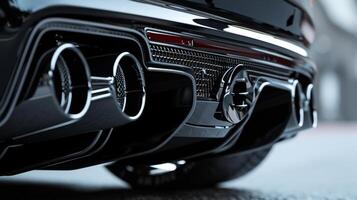 A closeup of the exhaust pipes opening showcasing any modifications or additions such as a custom exhaust tip or a resonator photo