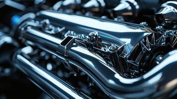 Closeup of the exhaust manifold showcasing its intricate design and highlighting its role in optimizing engine performance photo