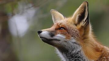 Closeup of a pair of delicate pointed ears atop a foxs head twitching in every direction as it spots its next potential prey photo