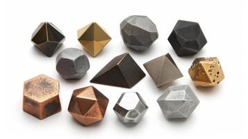 A set of geometricshaped push pins in various metallic finishes adding a touch of modern flair to your corkboard photo