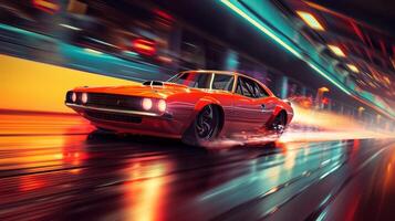 The determination and grit on a drivers face as they cross the finish line first victorious in the highstakes world of underground drag racing photo