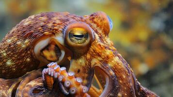 Closeup of the octo beak ready to snap shut on a small crustacean as it hunts for its next meal photo