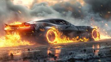 With a flick of the switch the nitro is activated and a plume of smoke and flames shoots out from the back of the car photo