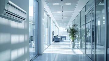 A modern energyefficient HVAC system in an office building with smart temperature controls that adjust to different zones based on occupancy and usage patterns photo